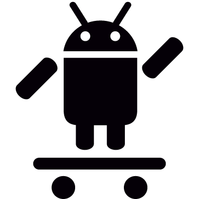 Android On Skateboard with One Arm Up vector logo