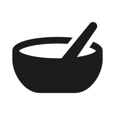 Saucepan and wooden spoon vector logo