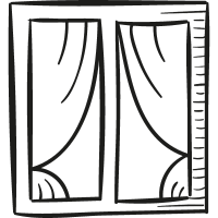 Window with Curtains vector