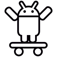 Android On Skateboard With Both Arms Up vector