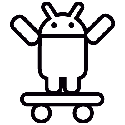 Android On Skateboard With Both Arms Up vector logo