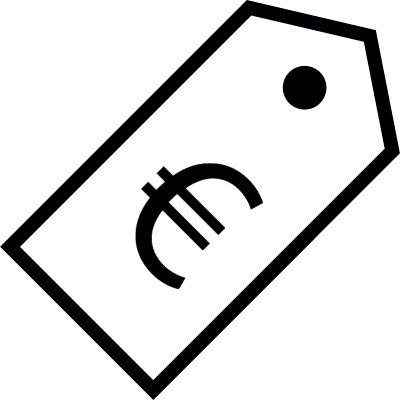 Tag with symbol of Euro, IOS 7 interface symbol vector logo