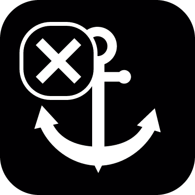 Ship anchor with cross mark vector logo