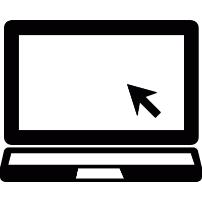 Laptop with mouse cursor vector logo