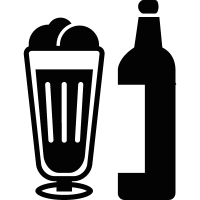 Beer in glass and bottle vector logo