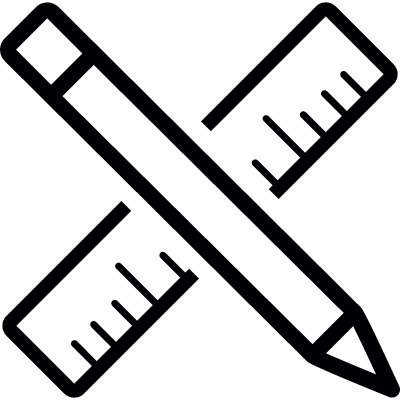 Ruler and pencil cross, IOS 7 interface symbol vector logo