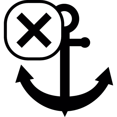 Anchor symbol with cross mark vector logo