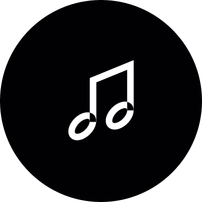 Musical note inside a button vector logo