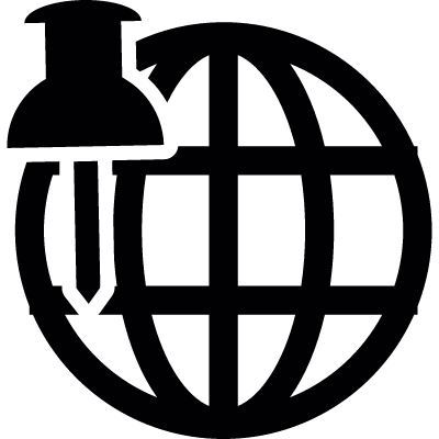 Push pin and circular grid vector logo