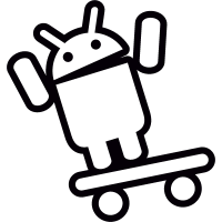 Android On Skateboard with Arms Up vector