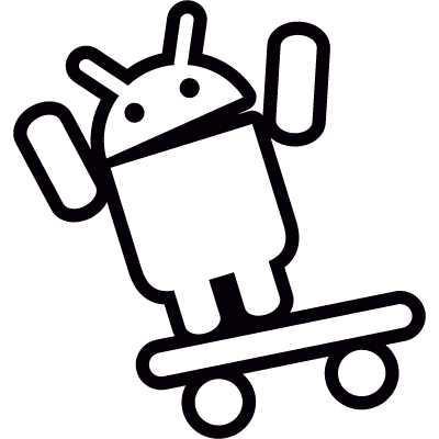 Android On Skateboard with Arms Up vector logo