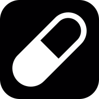 Medicine capsule symbol on a square background vector