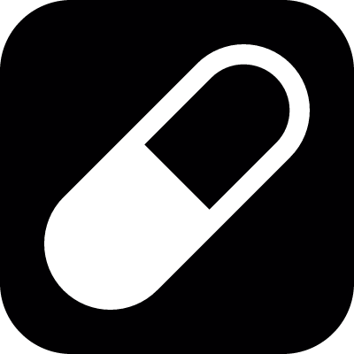 Medicine capsule symbol on a square background vector logo