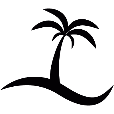 Island with a palm tree vector logo