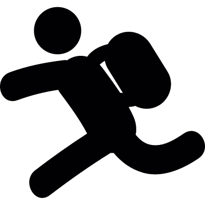 Backpacker running vector logo