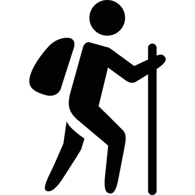 Man with bag and walking stick vector logo