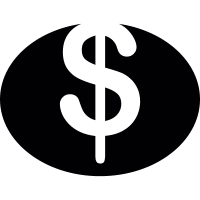 Dollar symbol in black oval vector