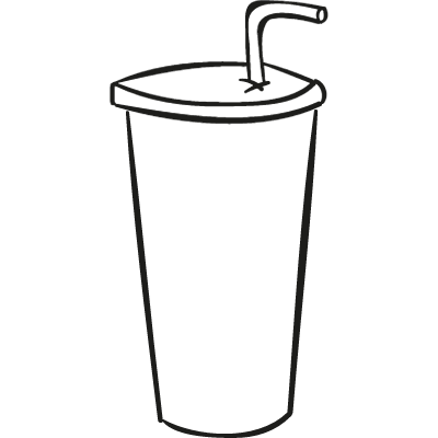 Cardboard cup doodle vector logo