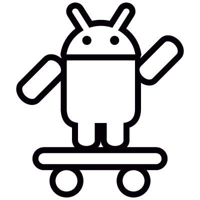 Android with Skateboard and Up Arm vector logo
